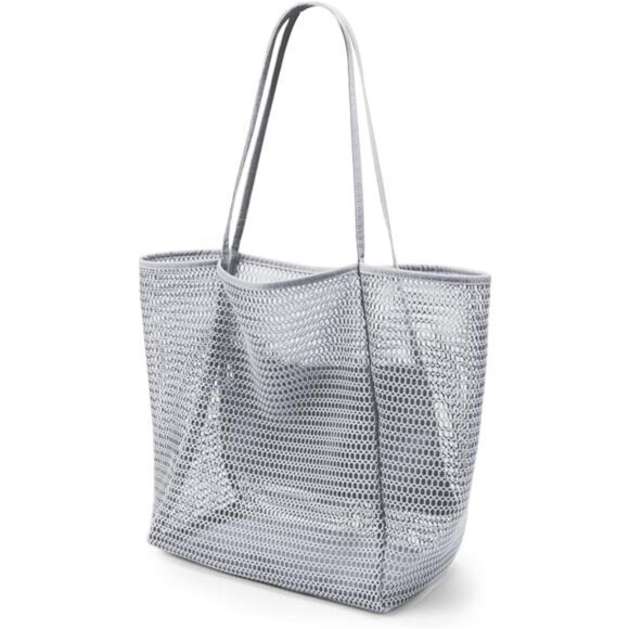 Beach Mesh Tote Bag Grey